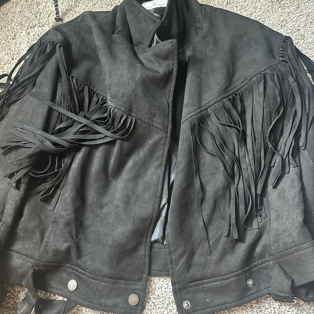 Fringe Black Suede Jacket